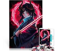 puzzle 1000 pezzi per adulti Ragazza demone dagli occhi rossi con spada Analisi e logica Decorazione murale Regali unici per compleanno e Natale 52x38cm