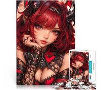 puzzle 1000 pezzi per adulti Ragazza demone dai capelli rossi Allena il tuo cervello e le tue mani Lista dei desideri con Babbo Natale 70x100cm