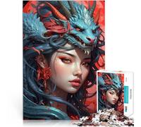 puzzle 1000 pezzi per adulti Ragazza giapponese drago Giocattolo educativo intellettuale decomprimente Regalo di compleanno, regali, arte murale 50x70cm