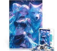 puzzle 1000 pezzi per adulti Ragazza sexy al neon e lupo Giocattolo educativo intellettuale decomprimente regali per amici e familiari 38x26cm