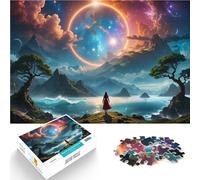 puzzle 1000 pezzi per adulti Ragazza su una roccia e un lago Sfida di gioco educativo giocattolo Giocattoli per la decorazione della casa 38x26cm