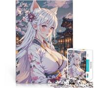 puzzle 1000 pezzi per adulti Ragazza volpe bianca Difficile da completare ma divertente e umoristico Migliorare l'amore tra le coppie 75x50cm