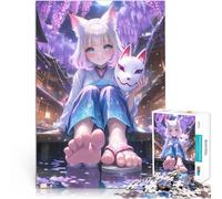 puzzle 1000 pezzi per adulti Ragazza volpe nel giardino al chiaro di luna Sollievo dallo stress Decorazioni e regali unici per la casa 75x50cm