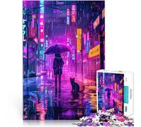 puzzle 1000 pezzi per adulti Ragazze del paesaggio della città notturna Giocattoli da gioco con poster abbinato e foglio di quiz 38x26cm