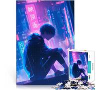 puzzle 1000 pezzi per adulti Ragazzo anime nella città al neon Giocattoli per l'intrattenimento in famiglia Decorazione d'arte per la casa 38x26cm