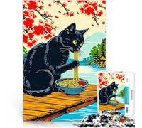 puzzle 1000 pezzi per adulti ramen di gatto giapponese Antistress Vacanza in patria Uccidere il tempo Migliorare l'amore tra le coppie 52x38cm