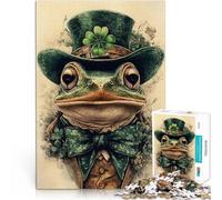 puzzle 1000 pezzi per adulti Rana d'epoca per il giorno di San Patrizio Analisi e logica Ogni pezzo è unico - Gioco divertente e stimolante per tutta la famiglia 75x50cm