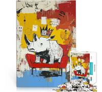 puzzle 1000 pezzi per adulti Re rinoceronte bianco sulla sedia rossa Antistress Sfida difficile offerte come regali per tutta la famiglia 75x50cm
