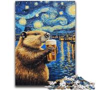 Puzzle 1000 pezzi per adulti, regali, cielo notturno, birra, capibara, giochi rilassanti, gioco educativo per compleanno, Natale e dai 14 anni in su, 26x38cm