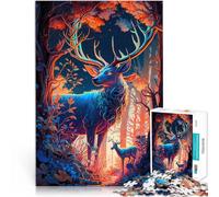 puzzle 1000 pezzi per adulti Regno magico dei cervi Difficile da completare ma divertente e umoristico con poster abbinato e foglio di quiz 52x38cm