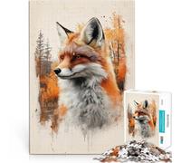 puzzle 1000 pezzi per adulti Ritratto ad acquerello di volpe rossa Assemblaggio del modello Giocattoli per la decorazione della casa 52x38cm