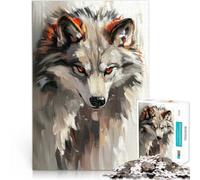 puzzle 1000 pezzi per adulti Ritratto astratto di lupo Difficile da completare ma divertente e umoristico Regali di Babbo Natale segreto 75x50cm