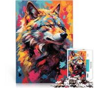 puzzle 1000 pezzi per adulti Ritratto colorato di lupo con sguardo vivido - Istinti vividi Gioco rompicapo Regali di Babbo Natale segreto 52x38cm