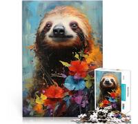 puzzle 1000 pezzi per adulti Ritratto di bradipo dipinto Difficile da completare ma divertente e umoristico Regali di compleanno 52x38cm