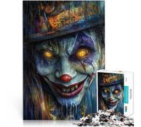 Puzzle 1000 pezzi per adulti Ritratto di clown inquietante Fatto di legno，per età pari o superiore a 14 anni giocattoli educativi per l'apprendimento È ideale come regalo per tutta la famiglia。