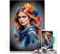puzzle 1000 pezzi per adulti Ritratto di donna ad acquerello Gioco di famiglia antistress sfida difficile Regali di Babbo Natale segreto 52x38cm