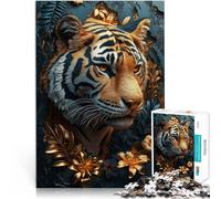 puzzle 1000 pezzi per adulti Ritratto di tigre dorata Difficile da completare ma divertente e umoristico Adatto per la decorazione del desktop 75x50cm