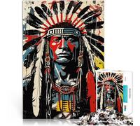 puzzle 1000 pezzi per adulti Ritratto di un capo nativo americano Riduzione dello stress interessante Decorazioni e regali unici per la casa 38x26cm