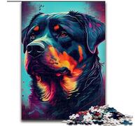 Puzzle 1000 pezzi per adulti Rottweiler colorato in legno, regalo per uomini e donne, per tutti i giorni e per occasioni speciali 50x75cm per compleanni, feste e occasioni speciali