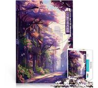 puzzle 1000 pezzi per adulti Sakura Street Spring Anime Difficile da completare ma divertente e umoristico Decorazione perfetta 75x50cm