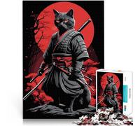 puzzle 1000 pezzi per adulti Samurai gatto nero Difficile da completare ma divertente e umoristico Gioco educativo per compleanno e Natale 75x50cm