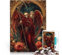 puzzle 1000 pezzi per adulti Santa Muerte con gufo Difficile da completare ma divertente e umoristico perché è ideale come regalo per tutta la famiglia 52x38cm