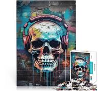 Puzzle 1000 pezzi per adulti Scanalatura del teschio dei graffiti Fatto di cartone Adatto a persone dai 14 anni in su Giochi di relax Regali unici per compleanno e Natale misurare：26x38cm