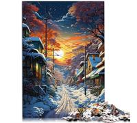 Puzzle 1000 pezzi per adulti scena di strada coperta di neve giochi educativi decorazione della casa puzzle 26x38cm analisi e logica