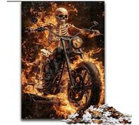Puzzle 1000 pezzi per adulti Scheletro in sella a una motocicletta Puzzle impossibile per adulti 50X75cm per arredamento casa, allenamento del cervello e regali per le feste