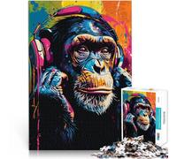 Puzzle 1000 pezzi per Adulti Scimmia ascoltando Musica Gioco Giocattoli per Regalo Familiare Allenare il Cervello e le Mani 19,7 "x 29,5"