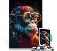 Puzzle 1000 pezzi per adulti scimmia che indossa occhiali giocattolo educativo intellettuale decomprimente decorazione per la casa 19,7 "x 29,5" per adolescenti 14+