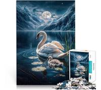 puzzle 1000 pezzi per adulti Serenità del cigno al chiaro di luna Sfida di gioco educativo giocattolo Migliorare l'amore tra le coppie 26x38cm