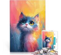 puzzle 1000 pezzi per adulti Sguardo del gatto capriccioso Giocattolo educativo antistress con pezzi completamente interconnessi di forma casuale 75x50cm