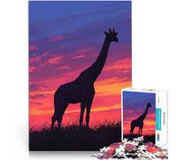 puzzle 1000 pezzi per adulti Silhouette di giraffa al tramonto Giocattoli di gioco impegnativi Collezione di artisti, Belle arti 38x26cm