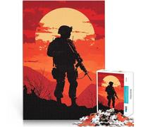 puzzle 1000 pezzi per adulti Silhouette di soldato al tramonto Gioco impegnativo e gioco in famiglia Migliorare l'amore tra le coppie 52x38cm