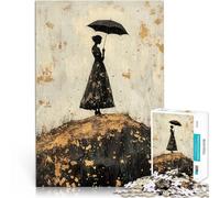 puzzle 1000 pezzi per adulti Silhouette sotto l'ombrello Difficile da completare ma divertente e umoristico Regalo di opere d'arte 38x26cm