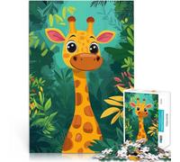 puzzle 1000 pezzi per adulti Simpatica giraffa nella giungla Giocattolo educativo antistress Lista dei desideri con Babbo Natale 38x26cm