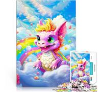 puzzle 1000 pezzi per adulti Simpatico cucciolo di drago arcobaleno Giocattoli fai da te con pezzi completamente interconnessi di forma casuale 38x26cm