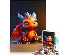 puzzle 1000 pezzi per adulti Simpatico cucciolo di drago di fiamma Sfida difficile Ogni pezzo è unico - Gioco divertente e stimolante per tutta la famiglia 50x70cm
