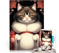 puzzle 1000 pezzi per adulti simpatico gatto in stile giapponese Riduzione dello stress interessante Giocattoli per la decorazione della casa 38x26cm