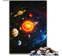 Puzzle 1000 pezzi per adulti Sistema solare Neon in legno, gioco interattivo per famiglie, adatto a partire dai 14 anni, 50x75cm, Natale o compleanni