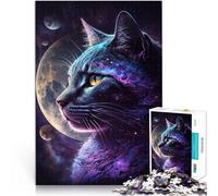 Puzzle 1000 pezzi per adulti Spazio Luna Gatto Gioco Giocattoli per Regalo Famiglia Adatto per la decorazione dell'ufficio 19,7 "x 29,5" per adolescenti età 14 anni e più