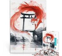 puzzle 1000 pezzi per adulti Spirito Kitsune al Torii Gate Vacanza a casa: uccidere il tempo Giocattoli per la decorazione della casa 52x38cm