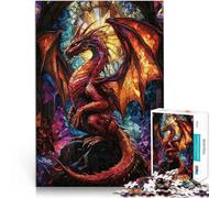 puzzle 1000 pezzi per adulti Stained Glass Dragon Stressabbau Staycation Zeit totschlagen Kunstwerk Geschenk70x100cm
