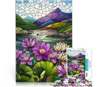 puzzle 1000 pezzi per adulti Stained Glass Mountain Lake Familienspiel für und Heimdekoration Spielzeug52x38cm