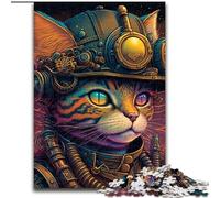 Puzzle 1000 pezzi per adulti Steampunk Cat Puzzle impossibili per adulti Festa di compleanno per uomini e donne (dimensioni 26x38cm)