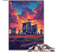 Puzzle 1000 pezzi per adulti Stonehenge colorato in legno, ideale per divertimento in famiglia, relax e regali di festa 50x75cm festa di compleanno per uomini e donne