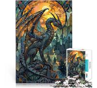 puzzle 1000 pezzi per adulti Storia macchiata di drago per il giocattolo di sfida del gioco educativo con poster abbinato e foglio di quiz 75x50cm