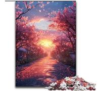 Puzzle 1000 pezzi per adulti "Strada dei ciliegi in fiore" in legno, ideale per divertimento in famiglia, relax e regali di festa 50x75cm, festa di compleanno per uomini e donne