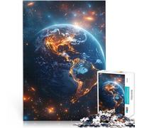 puzzle 1000 pezzi per adulti Terra dallo spazio Globo luminoso Luci della città Galassia Antistress Sfida difficile Regalo divertente 52x38cm